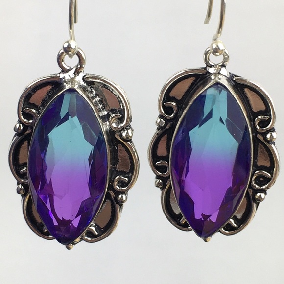 Sim Bi Color Tourmaline Hook Dangle Earrings - Picture 6 of 8